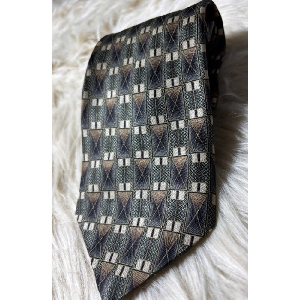 Domani Italian Silk Tie‎ Geometric Pattern Silk Necktie Classic Business Luxury